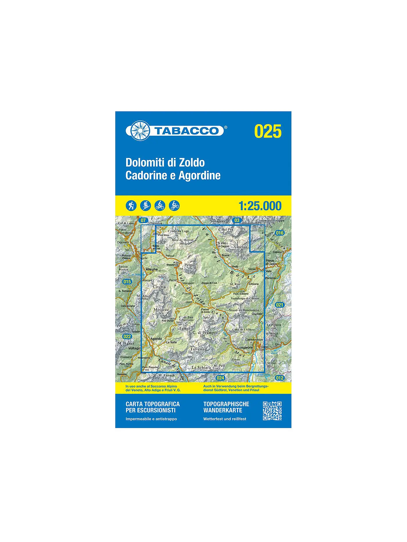 TABACCO | Wanderkarte Dolomiti di Zoldo, Cadorine e Agordine 1:25.000 | 